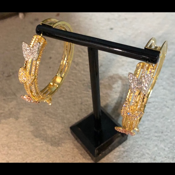 Butterfly Tri-color Hoop Earrings - Picture 5 of 5